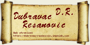 Dubravac Resanović vizit kartica